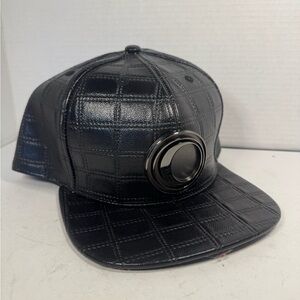 The Circle Hat With Metal Circle Leather One Size Black